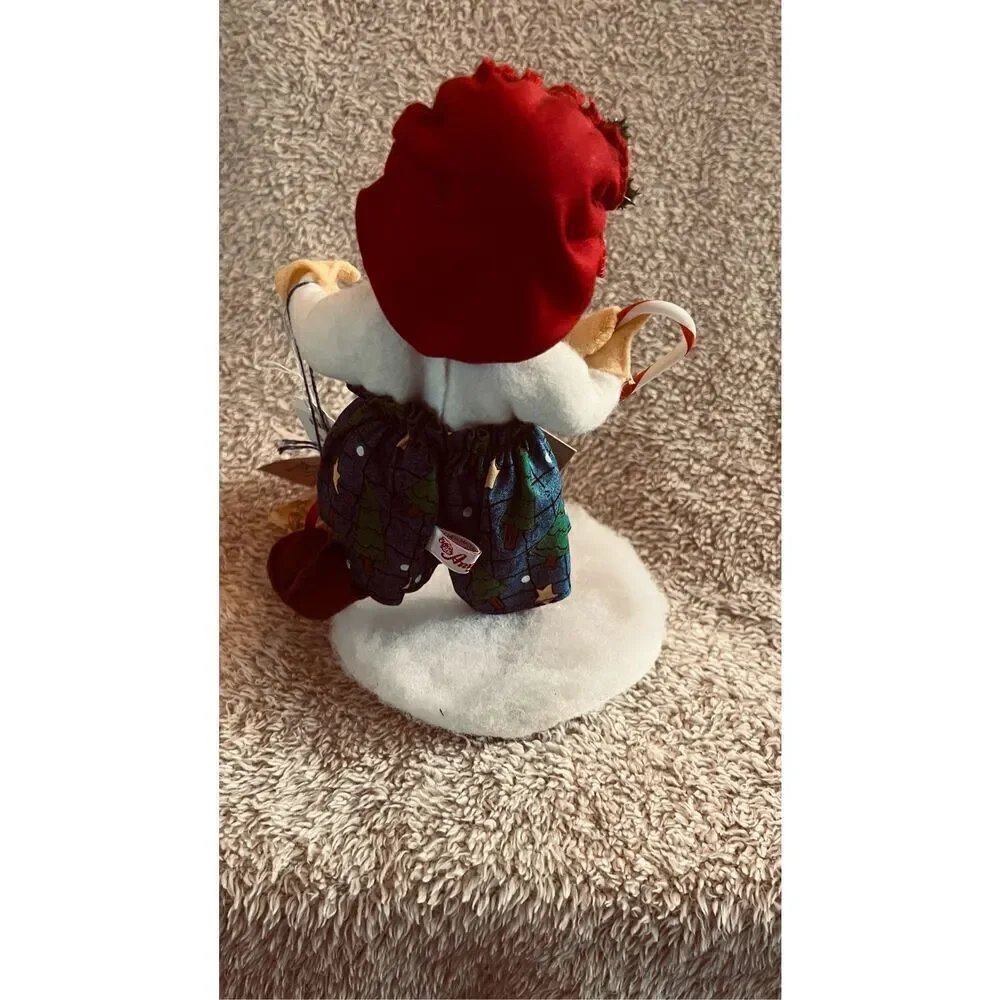 ANNALEE Doll Snow Man Candy Cane Sweeping 1998 10